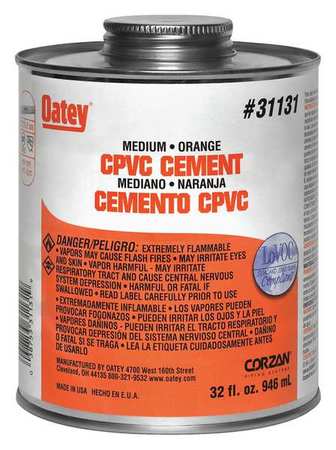 OATEY CPVC Cement, 32 oz., Orange 31131