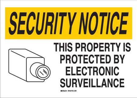BRADY Security Sign, 10 in Height, 14 in Width, Fiberglass, Rectangle, English 122748