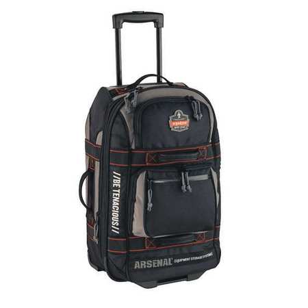 Arsenal By Ergodyne Wheeled Luggage, Large, Black, 1680D Ballistic Polyester, Nylon Stitching, Black, 9" W x 14" D x GB5125