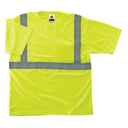 GLOWEAR BY ERGODYNE XL Class 2 Economy T-Shirt, Lime 8289