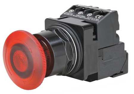 SIEMENS Illuminated Push Button, 30 mm, 1NO/1NC, Red 52BR8DRAB