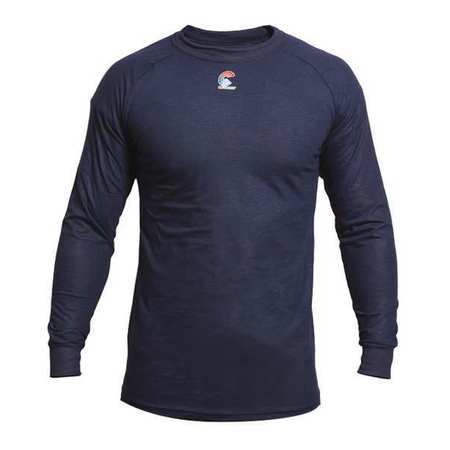 NATIONAL SAFETY APPAREL Flame Resistant Crewneck Shirt, Navy, Modacrylic, M C52FKSRLSMD