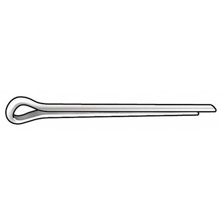 Zoro Select Cotter Pin, Extended Prong, 1/8 in Pin Dia, 2 in Shank Lg, Steel, Zinc Plated Finish, 100 PK U39350.012.0200