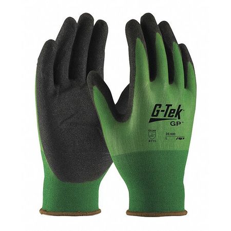 PIP Nitrile Coated Gloves, Palm Coverage, Black/Green, XL, 12PK 34-400/XL