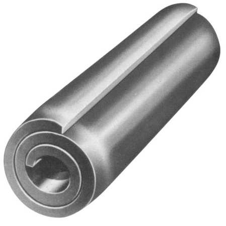 ZORO SELECT Spring Pin, Coiled, 1/4 in Pin Dia, 2 in Shank Lg, Stainless Steel, Plain Finish, 10 PK U51431.025.0200