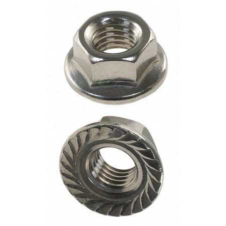 ZORO SELECT Lock Nut, 3/8"-16, 18-8 Stainless Steel, Not Graded, Plain, 25 PK U51108.037.0001