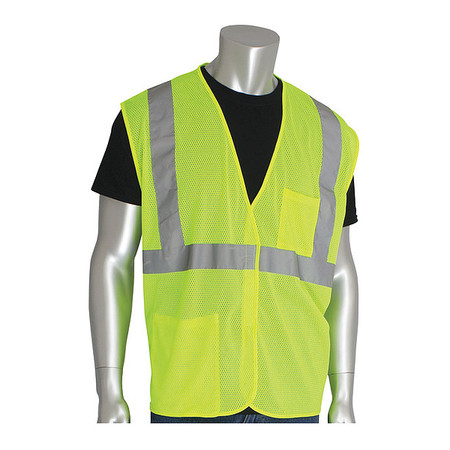 PIP Hi-Visibility Vest, 2 Pockets, Lime Yl, 4XL 302-0702-LY/4X