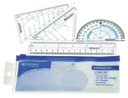 WESTCOTT Math Tool Set, Plastic, 8 in. L 14550