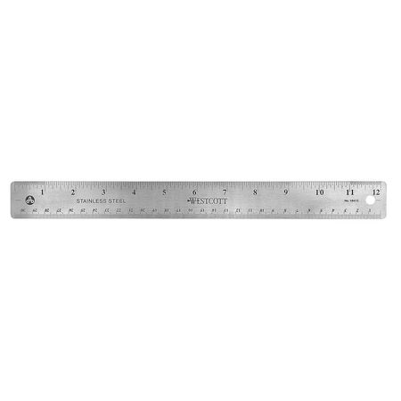 WESTCOTT Ruler, Stainless Steel, 12 In 10415