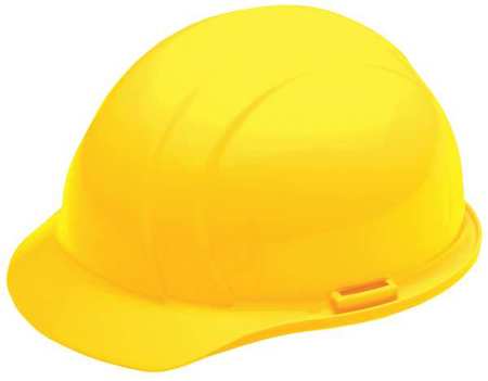 Erb Safety Front Brim Hard Hat, Type 1, Class E, Ratchet (4-Point), Yellow 19362