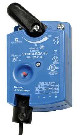 JOHNSON CONTROLS Elec Act, 35 in.-lb., Proportional, 24VAC VA9104-GGA-2S