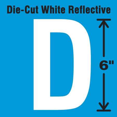 STRANCO Die-Cut Reflective Letter Label, D, 6In H DWR-6-D-EA
