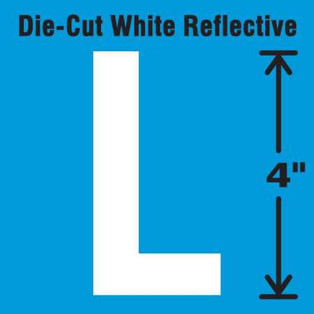 STRANCO Die-Cut Refl. Letter Label, L, 4In H, PK5 DWR-4-L-5