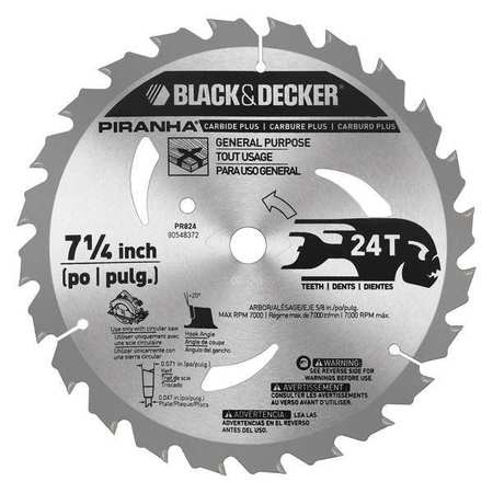 BLACK & DECKER 7-1/4" Piranha Carbide Plus 24T Blade PR824