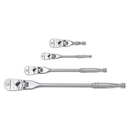 GEARWRENCH 4 Piece 1/4", 3/8" & 1/2" Drive 90-Tooth Flex Head Teardrop Ratchet Set 81230T