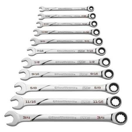 GEARWRENCH 11 Piece 120XP™ Universal Spline XL Ratcheting Combination SAE Wrench Set 86450