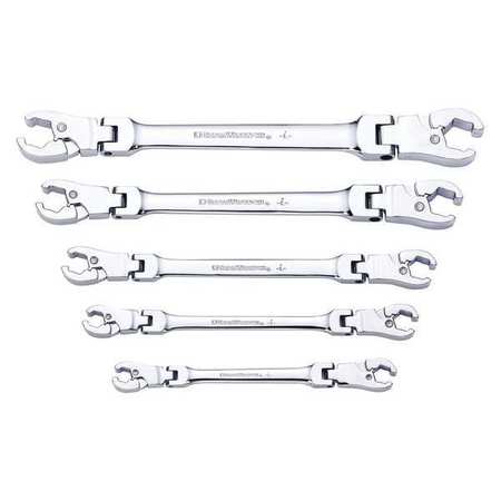GEARWRENCH 5 Piece Ratcheting Flex Head Flare Nut SAE Wrench Set 89100