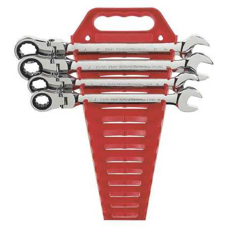 Gearwrench 4 Pc. 12 Point Flex Head Ratcheting Comb SAE Wrench Completer Set 9703
