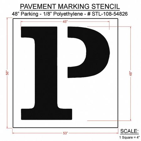 Rae Pavement Stencil, 53"W, 0.125" Thick, White STL-108-54826