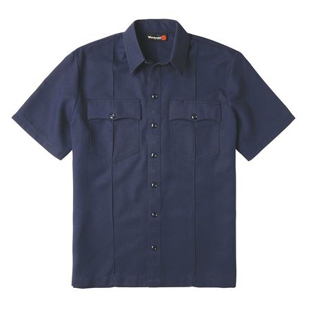 WORKRITE FIRE SERVICE FR Untucked Uniform Shirt, Navy Blue, S FSU2NV