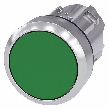 SIEMENS Push Button Operator, Green, Metal Bezel 3SU1050-0AA40-0AA0