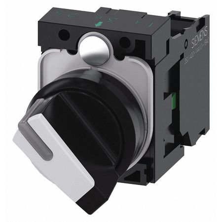 SIEMENS Non-Illuminated Selector Switch, 1NO, White 3SU1100-2BF60-1BA0