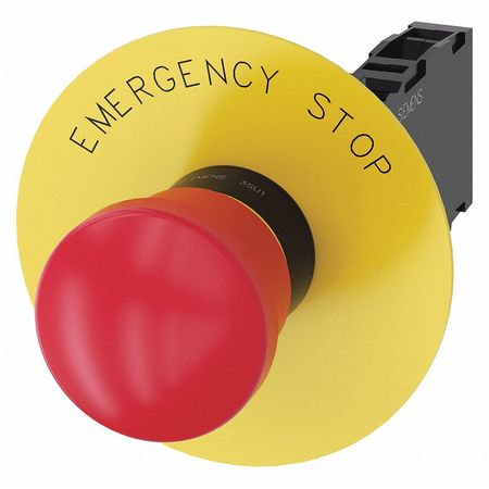 SIEMENS Push Button, 22mm, Red, Plastic Bezel, IP Rating: 69K 3SU1100-1HA20-1FG0