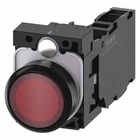 SIEMENS Illuminated Push Button, Red, 22mm, LED 3SU1103-0AB20-1FA0