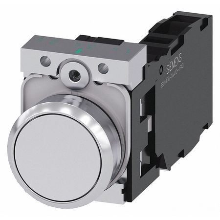 SIEMENS Push Button, 22mm, White, Metal Bezel 3SU1150-0AB60-1FA0
