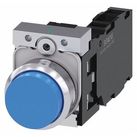 SIEMENS Push Button, 22mm, Blue, Metal Bezel 3SU1150-0BB50-1FA0