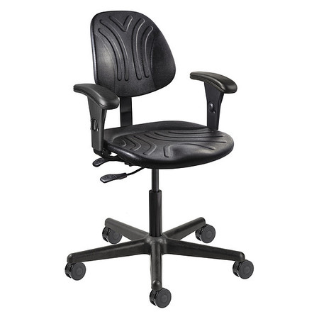 Bevco Polyurethane Drafting Chair, 15" to 20", Adjustable Arms, Black 7001D-AA-3750S/5