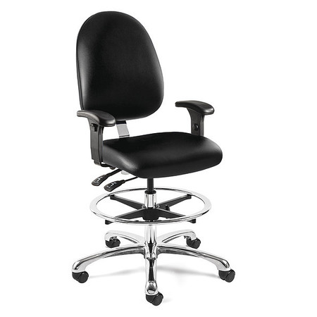 BEVCO Black Vinyl Chair w/ tilt, 22-32" St Ht., Casters & Arms 9551L-S-BKV-3850S/5-A5