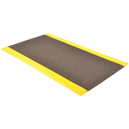 NOTRAX Antifatigue Runner, Black/Yellow, 60 ft. L x 4 ft. W, Vinyl, Pebble Surface Pattern, 3/8" Thick 415R0048BY