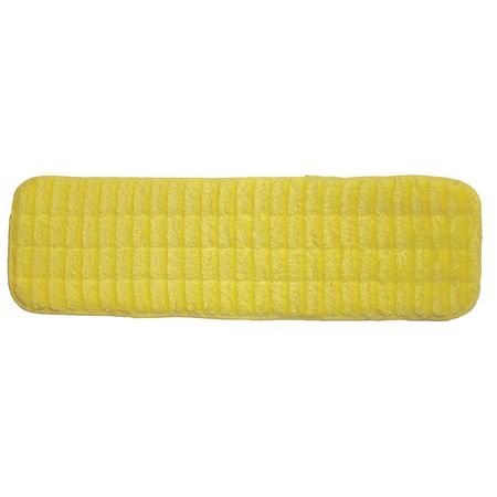 MICROFIBER TECHNOLOGIES 18 in L Flat Mop Pad, Hook-and-Loop Connection, Yellow, Microfiber, PK12 LWYS18