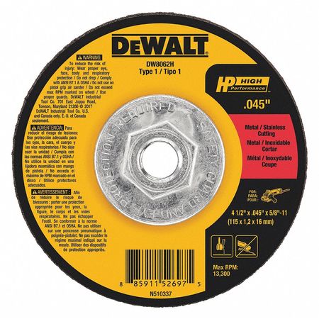 DEWALT High-Performance Cutting Wheels DW8062H