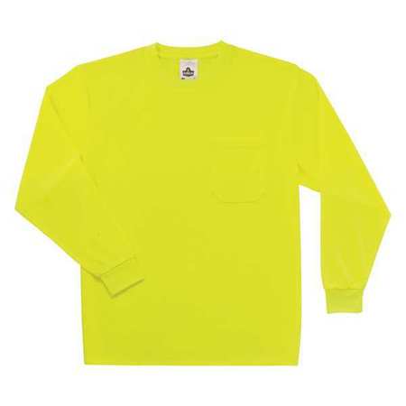 GLOWEAR BY ERGODYNE Long Sleeve T-Shirt, Lime, Non-Certified, M 8091