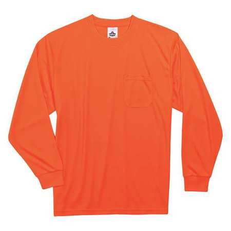 GLOWEAR BY ERGODYNE LS T-Shirt, Orange, Non-Certified, S 8091