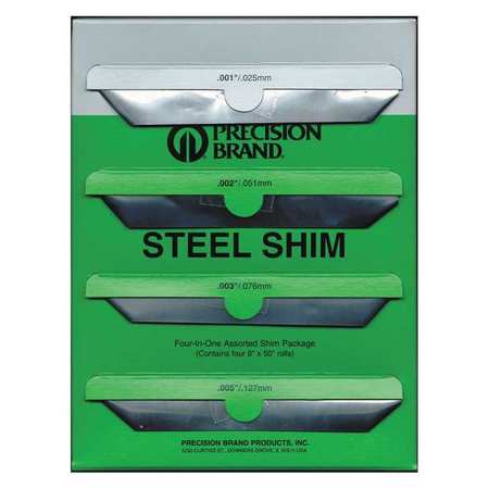 Precision Brand Shim Stock, Roll, Steel, Assortment 16B4