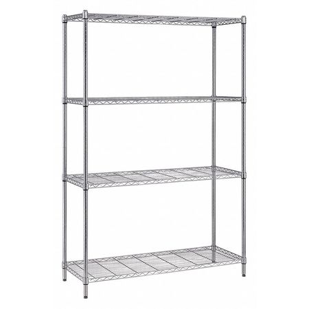 QUANTUM STORAGE SYSTEMS Wire Shelving Unit, 24"D x 48"W x 72"H, 4 Shelves, Chrome RWR72-2448LD