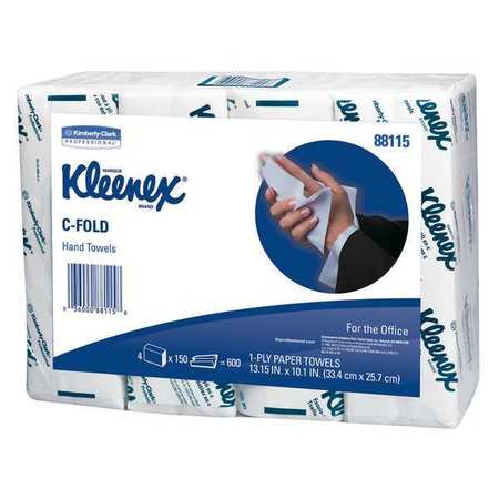 KIMBERLY-CLARK PROFESSIONAL C-Fold Paper Towels, 1 Ply, 150 Sheets, White, 4 PK 88115