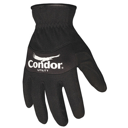 CONDOR Mechanics Gloves, 2XL, Black, Spandex/Neoprene 42LA09