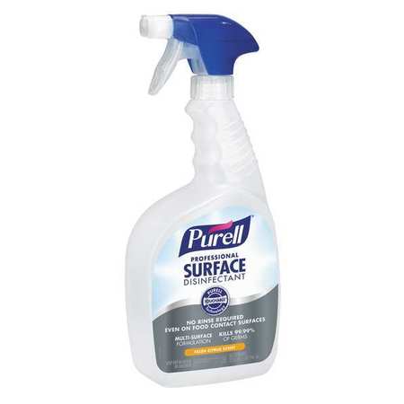 Purell Cleaner and Disinfectant, 32 oz. Trigger Spray Bottle, Alcohol, 12 PK 3342-12