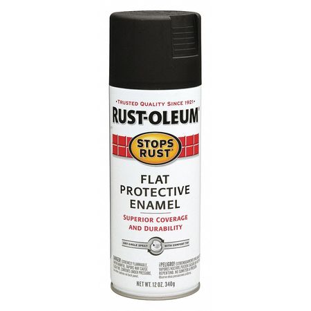 Rust-Oleum Spray Paint, Black, Flat, 12 oz 7776830