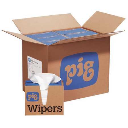 Pig All Purpose Wipes, White, Pop-Up Box, Cellulose with Adhesive Binder, 900 Wipes, 16 in x 9 1/2 in WIP311