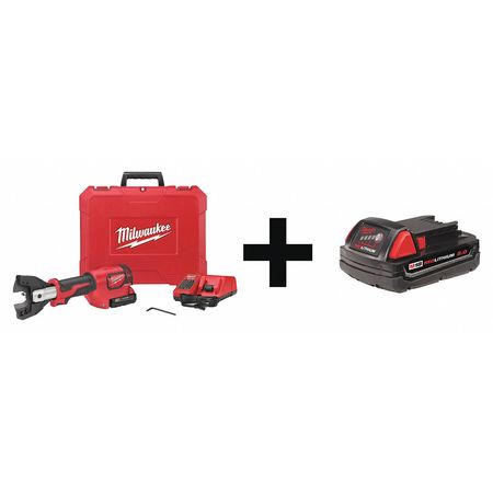 MILWAUKEE TOOL Cordless Cable Cutter Kit, Battery Included, 18 V, Li-Ion Battery 2672-21, 48-11-1820