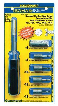 911407-2 One-Way Screw Remover Screwdriver, Tip Size #12, #14, One-Way Screw  Remover, Molded