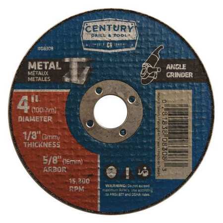 CENTURY DRILL & TOOL Metal Cuttoff Wheel, 4x1/8 in., Type 1A 08308
