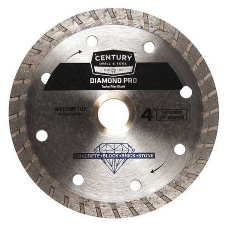 CENTURY DRILL & TOOL Diamond Saw Blade, 4 in., Turbo Rim 75450