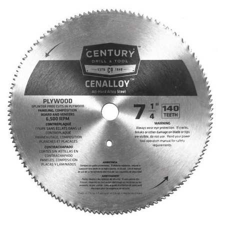 CENTURY DRILL & TOOL 7-1/4", 140-Teeth Plywood Circular Saw Blade 08206