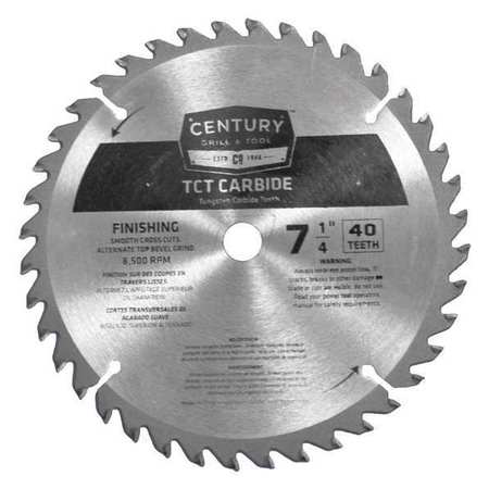 CENTURY DRILL & TOOL 7-1/4", 40-Teeth Carbide Finishing Blade, TCT 09208